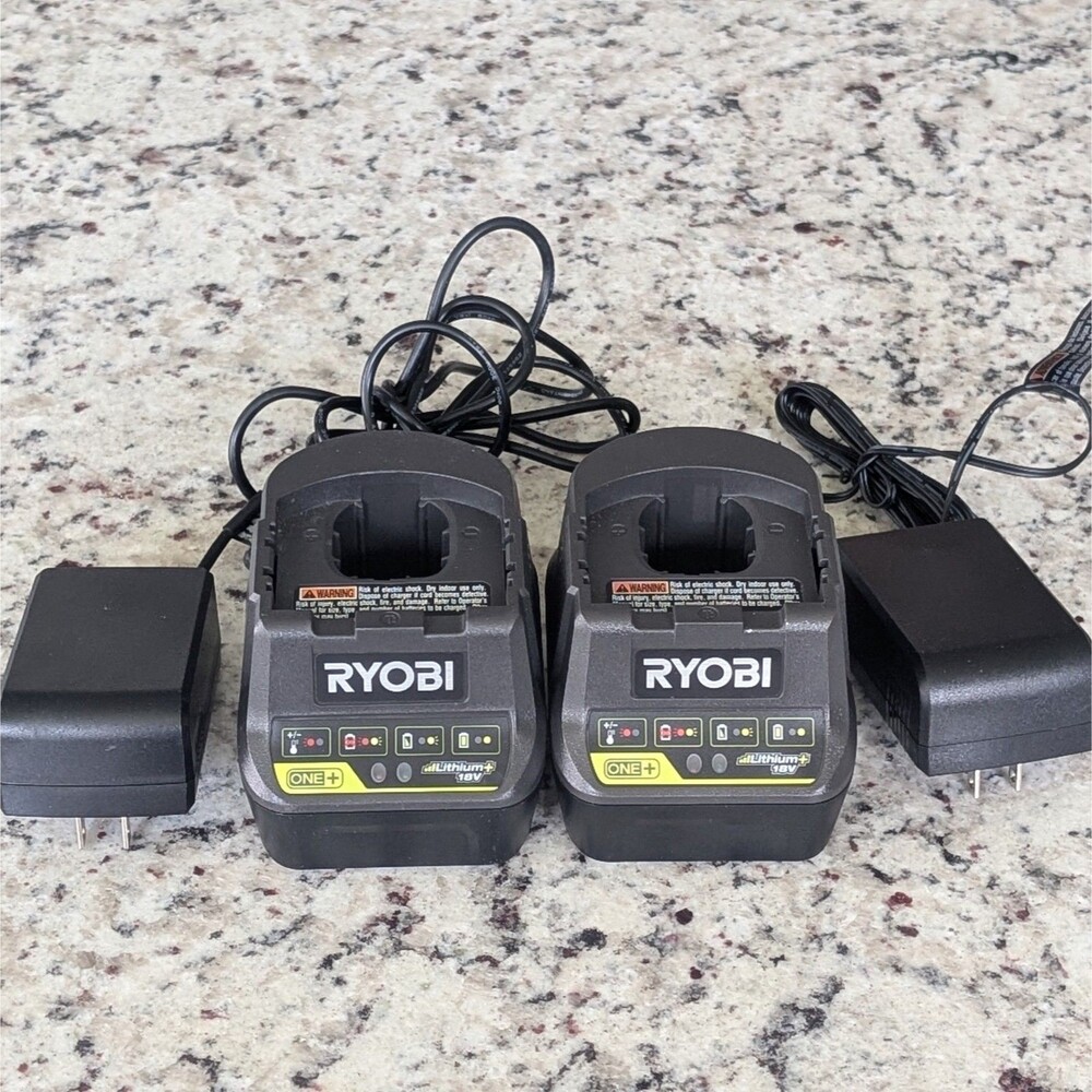 Lot Of 2 RYOBI 18V Volt ONE+ Lithium-Ion Battery Charger Genuine OEM Set P118B